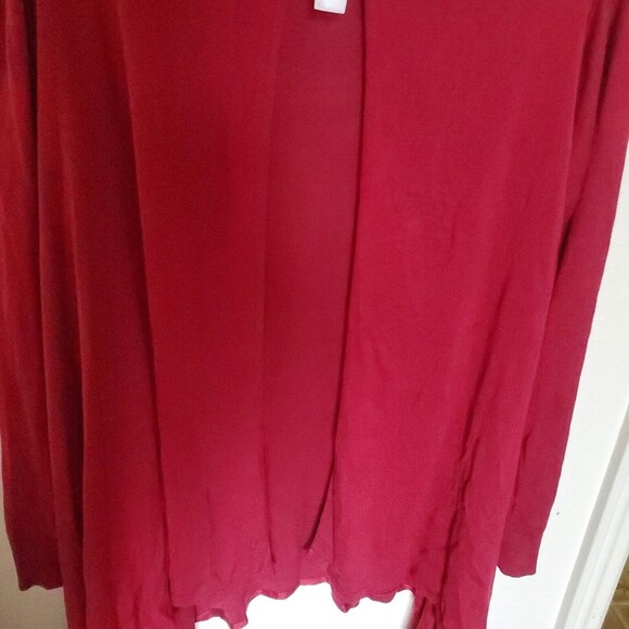 Chicos Open Front Draped Millie Cardigan Sweater Red Maroon XL/16 Size 3 - Picture 14 of 16